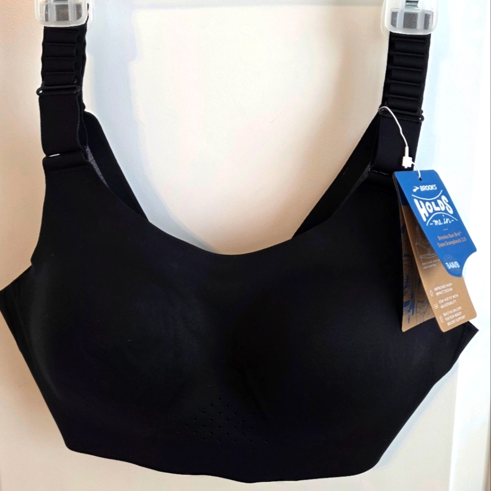 Brooks Black Full Coverage Dare Scoop Back Sports Bra 34 AB